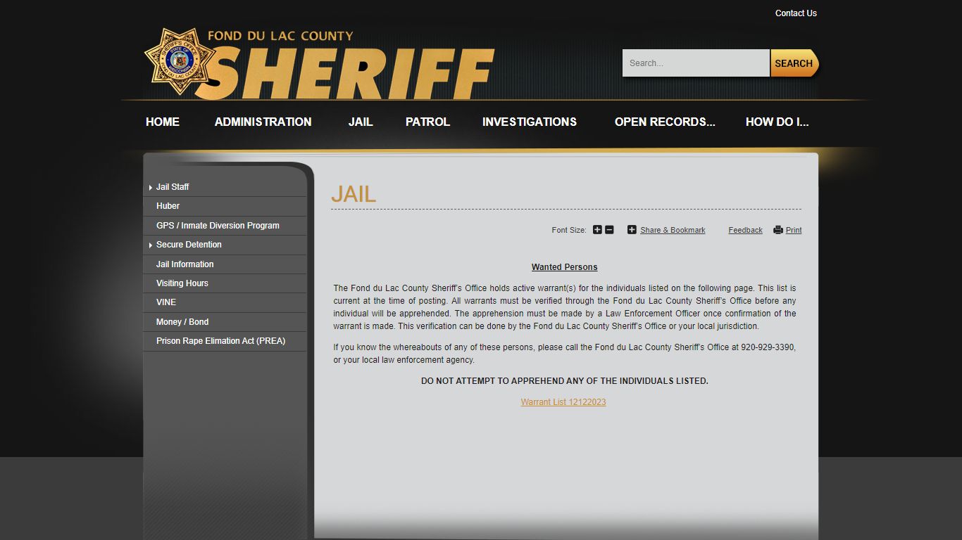 Jail | Fond du Lac County
