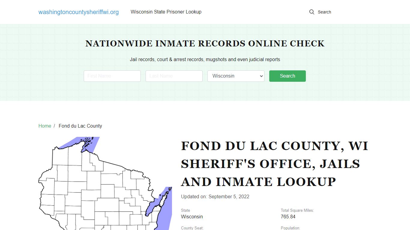 Fond du Lac County WI Sheriff's Office, Jails and Inmate Lookup